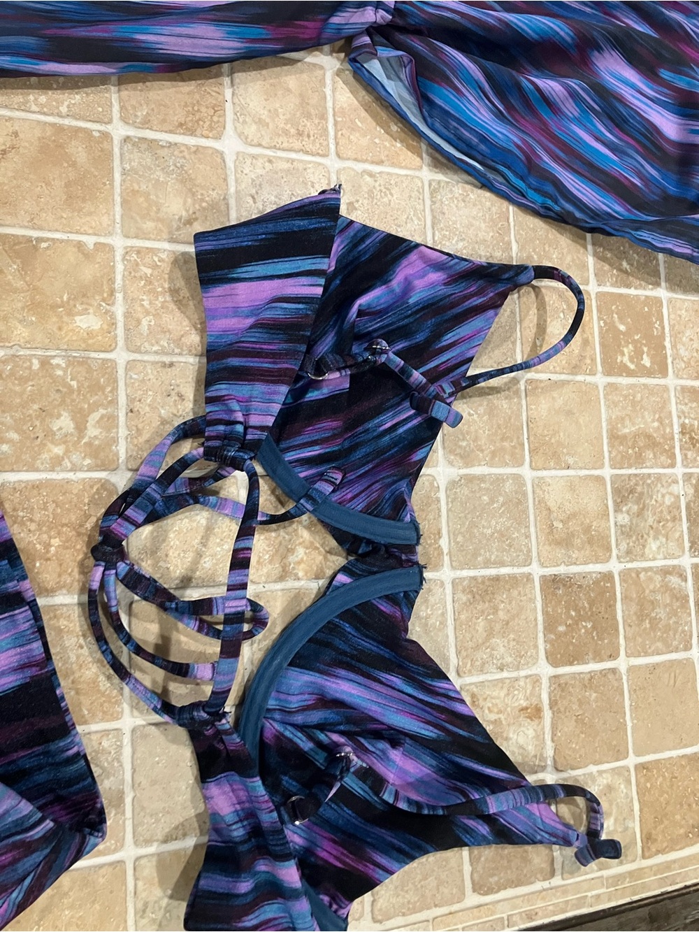 JMP the Label Blue & Purple Print Bikini & Coverup - Picture 7 of 11